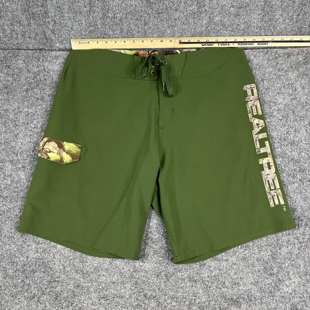 Realtree Board Shorts Mens Size 38 Green Camo Performance‎ Surf Swim Stretch